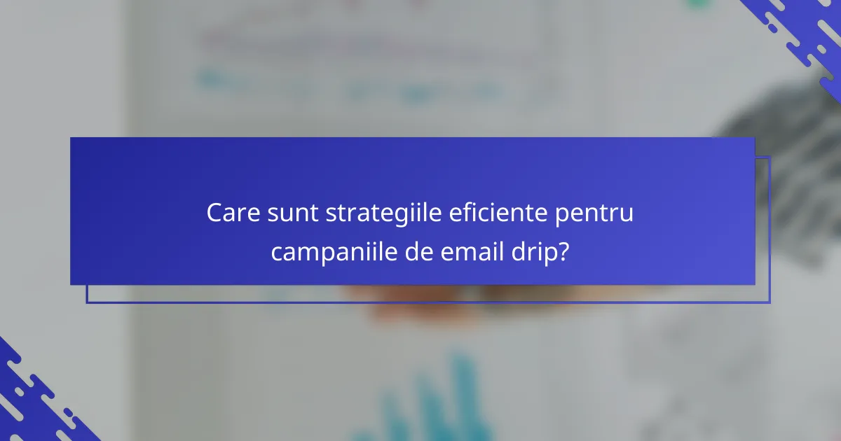 Care sunt strategiile eficiente pentru campaniile de email drip?