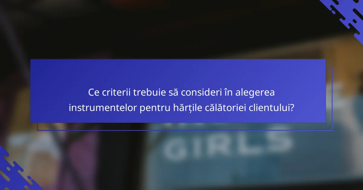 Ce criterii trebuie să consideri în alegerea instrumentelor pentru hărțile călătoriei clientului?