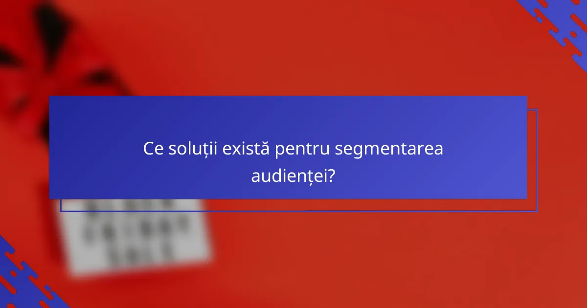 Ce soluții există pentru segmentarea audienței?