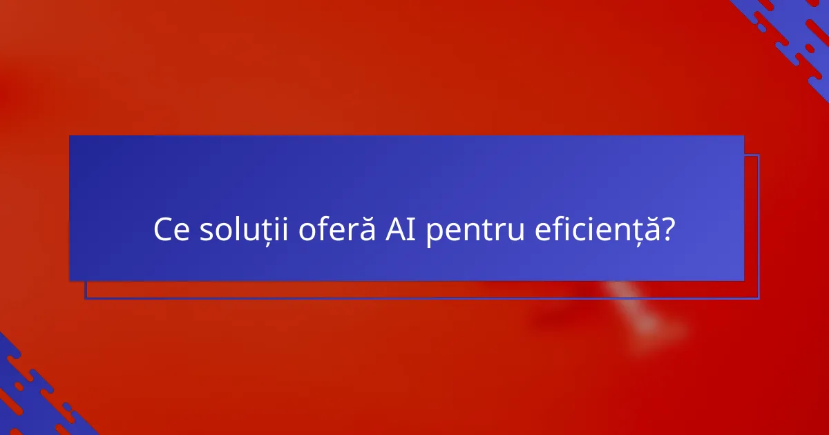 Ce soluții oferă AI pentru eficiență?