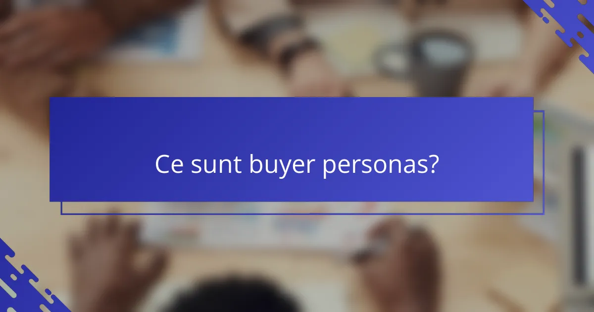 Ce sunt buyer personas?