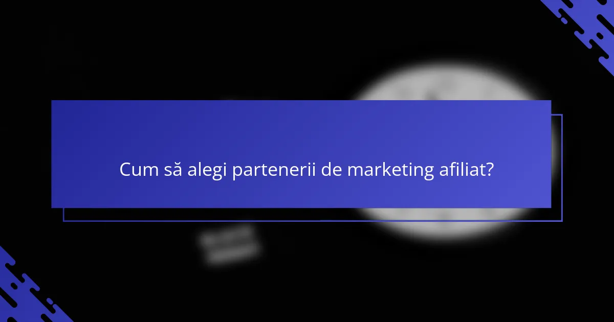 Cum să alegi partenerii de marketing afiliat?